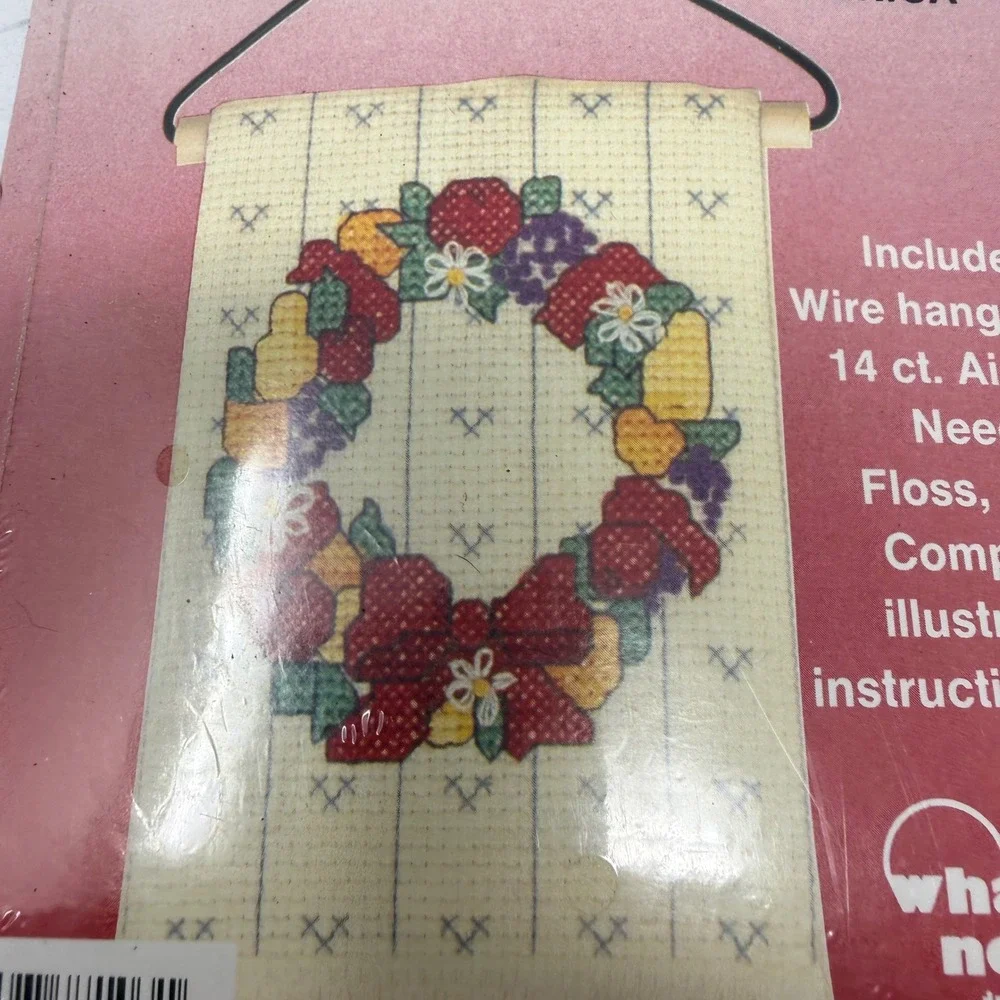 Country Treasures Cross-Stitch Kit Fruit Wreath Heart Hanger French Country